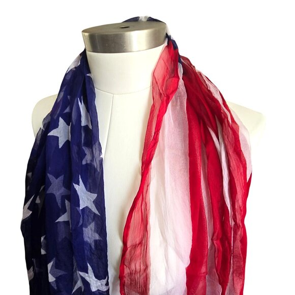 American Flag Scarf Lightweight Patriotic With Stars & Stripes Design CM2008 - Picture 2 of 9
